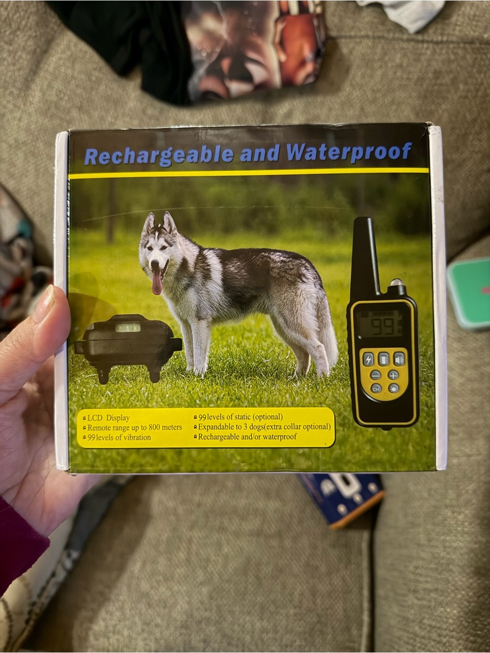 Rechargeable Waterproof Dog Training Remote - Black/Yellow